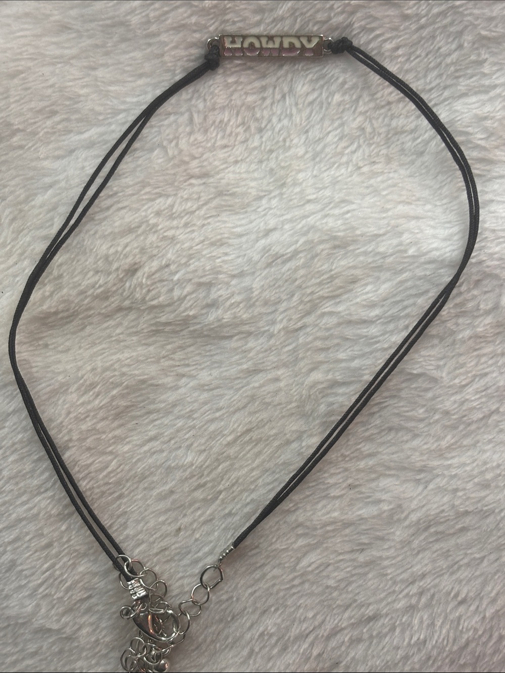 Howdy Pendant Black Cord Necklace